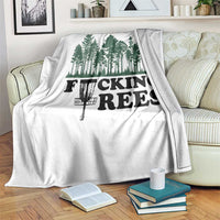 Funny Forest Disc Golf Humor Fcking Trees Throw Blanket