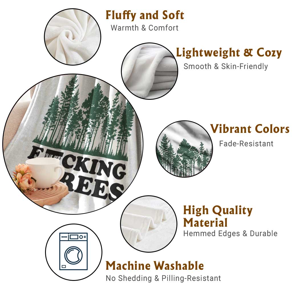 Funny Forest Disc Golf Humor Fcking Trees Throw Blanket