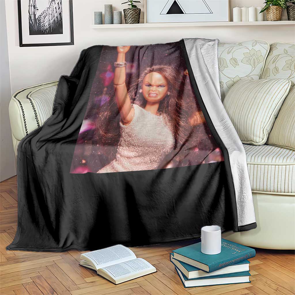 Funny Angry Doll Face Meme Graphic Throw Blanket Unhinged Baby Stankface Reaction