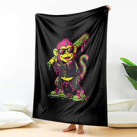 Neon Dripping Monkey Baseball Graphic Throw Blanket Ball Party Game Day Vibes