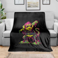 Neon Dripping Monkey Baseball Graphic Throw Blanket Ball Party Game Day Vibes