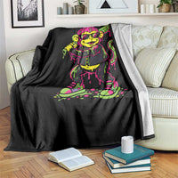 Neon Dripping Monkey Baseball Graphic Throw Blanket Ball Party Game Day Vibes