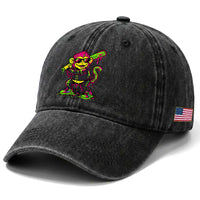 Neon Dripping Monkey Baseball Graphic Washed Cotton Baseball Cap Ball Party Game Day Vibes