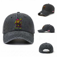 Neon Dripping Monkey Baseball Graphic Washed Cotton Baseball Cap Ball Party Game Day Vibes