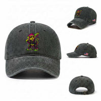 Neon Dripping Monkey Baseball Graphic Washed Cotton Baseball Cap Ball Party Game Day Vibes