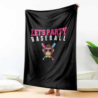Let's Party Baseball Monkey Throw Blanket Ball Party Game Day Vibes