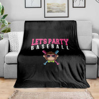 Let's Party Baseball Monkey Throw Blanket Ball Party Game Day Vibes