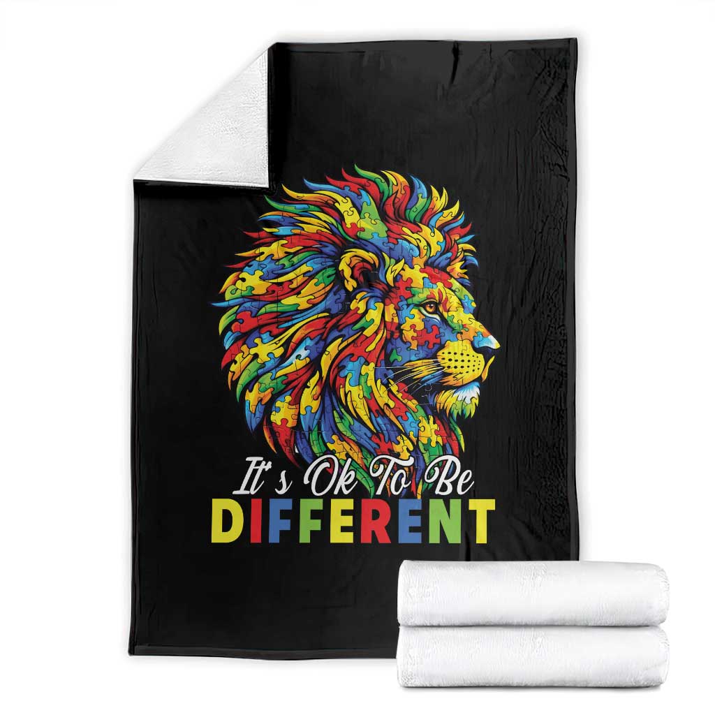 Colorful Autism Acceptance Lion Throw Blanket It Is Ok To Be Different Courageous Neurodiversity Support