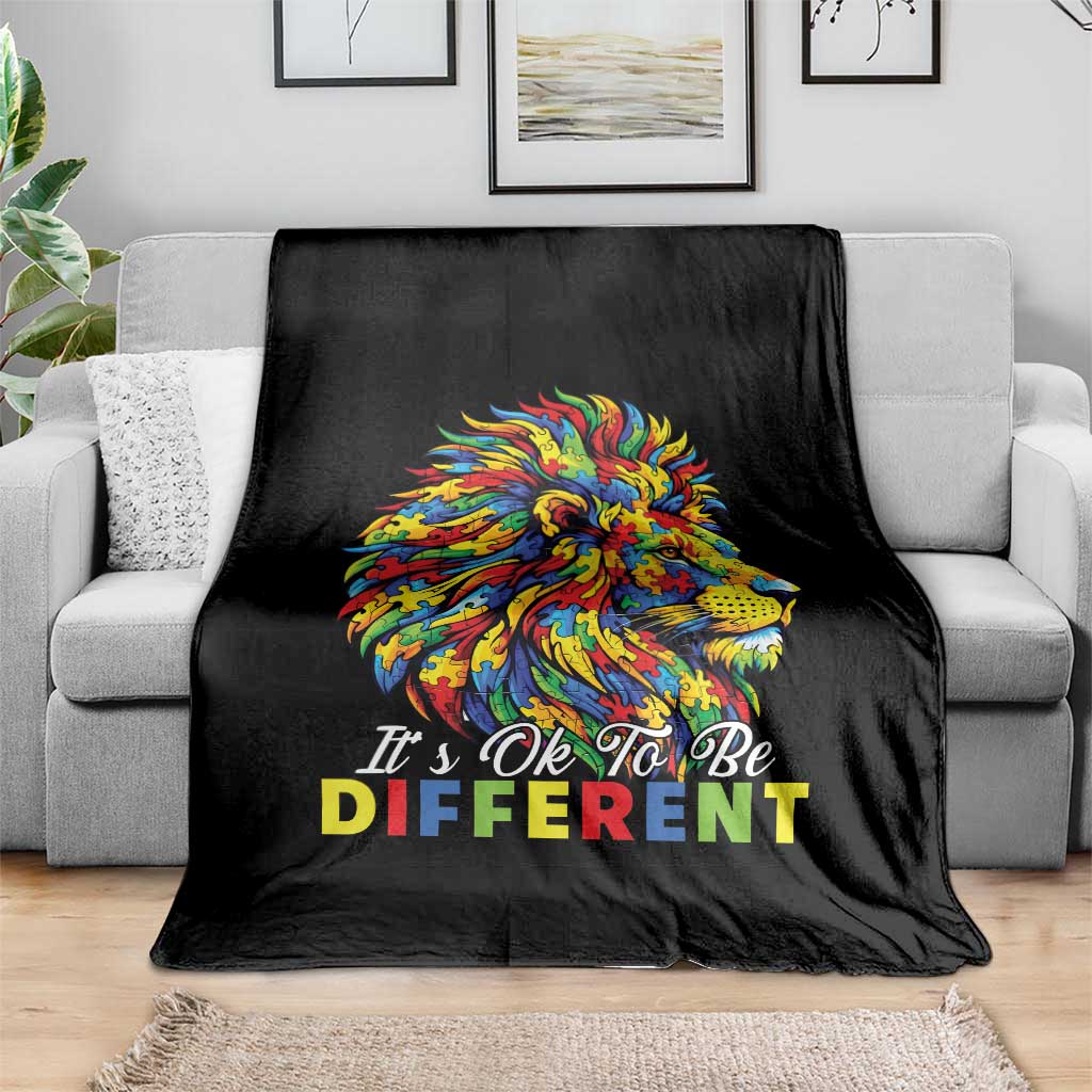 Colorful Autism Acceptance Lion Throw Blanket It Is Ok To Be Different Courageous Neurodiversity Support