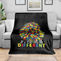 Colorful Autism Acceptance Lion Throw Blanket It Is Ok To Be Different Courageous Neurodiversity Support