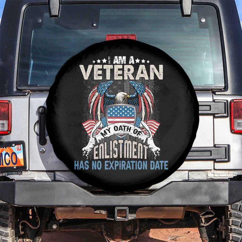 Veteran Spare Tire Cover My Oath Of Enlistment Has No Expiration Date American Bald Eagle US Flag