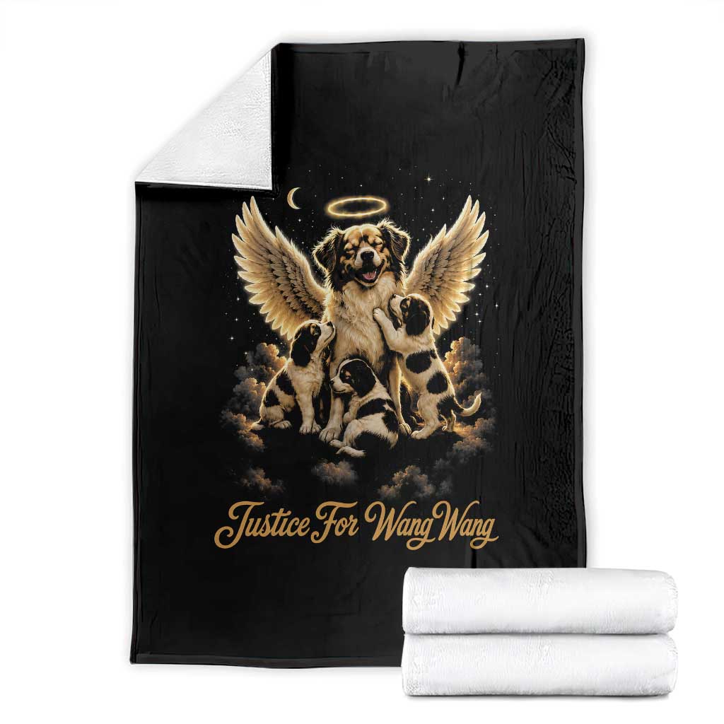 Justice For Wangwang Angel Dog Halo Puppies Throw Blanket Heavenly Pet Loss Memorial Graphic
