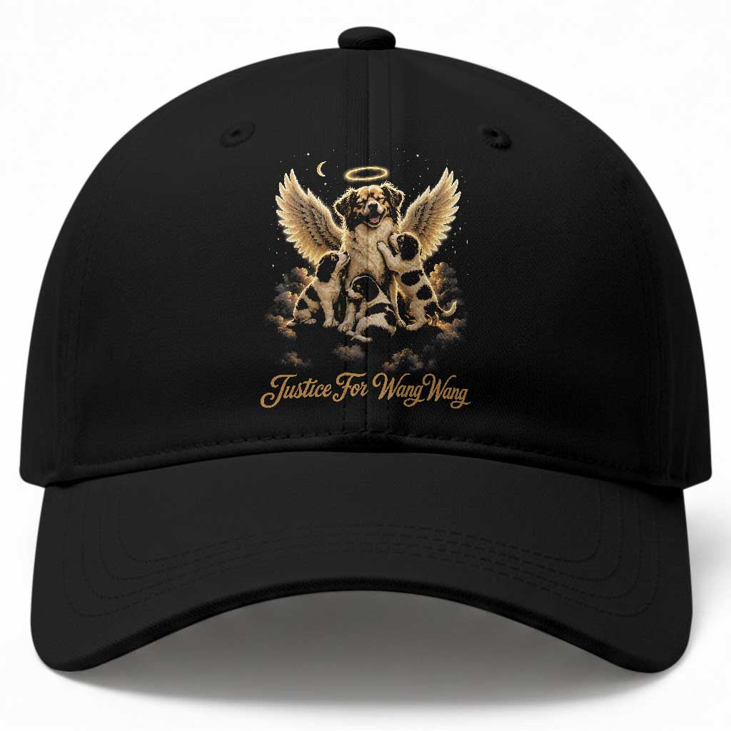 Justice For Wangwang Angel Dog Halo Puppies Baseball Cap Heavenly Pet Loss Memorial Graphic