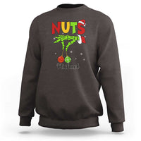 Dark gray crewneck sweatshirt with “NUTS” holiday graphic and personalized “Michael” text