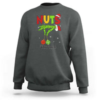 Charcoal crewneck sweatshirt with “NUTS” holiday graphic and personalized “Michael” text
