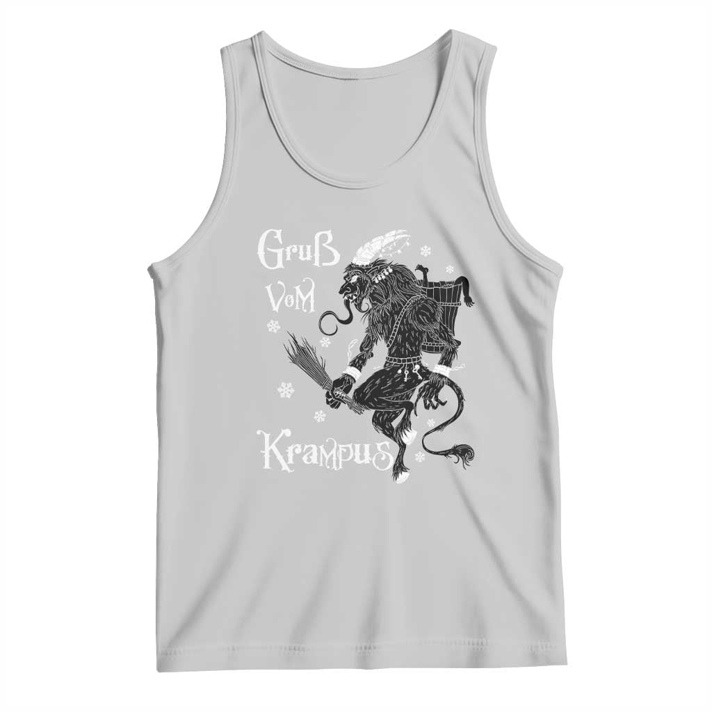 Light gray tank top with Krampus graphic and decorative lettering