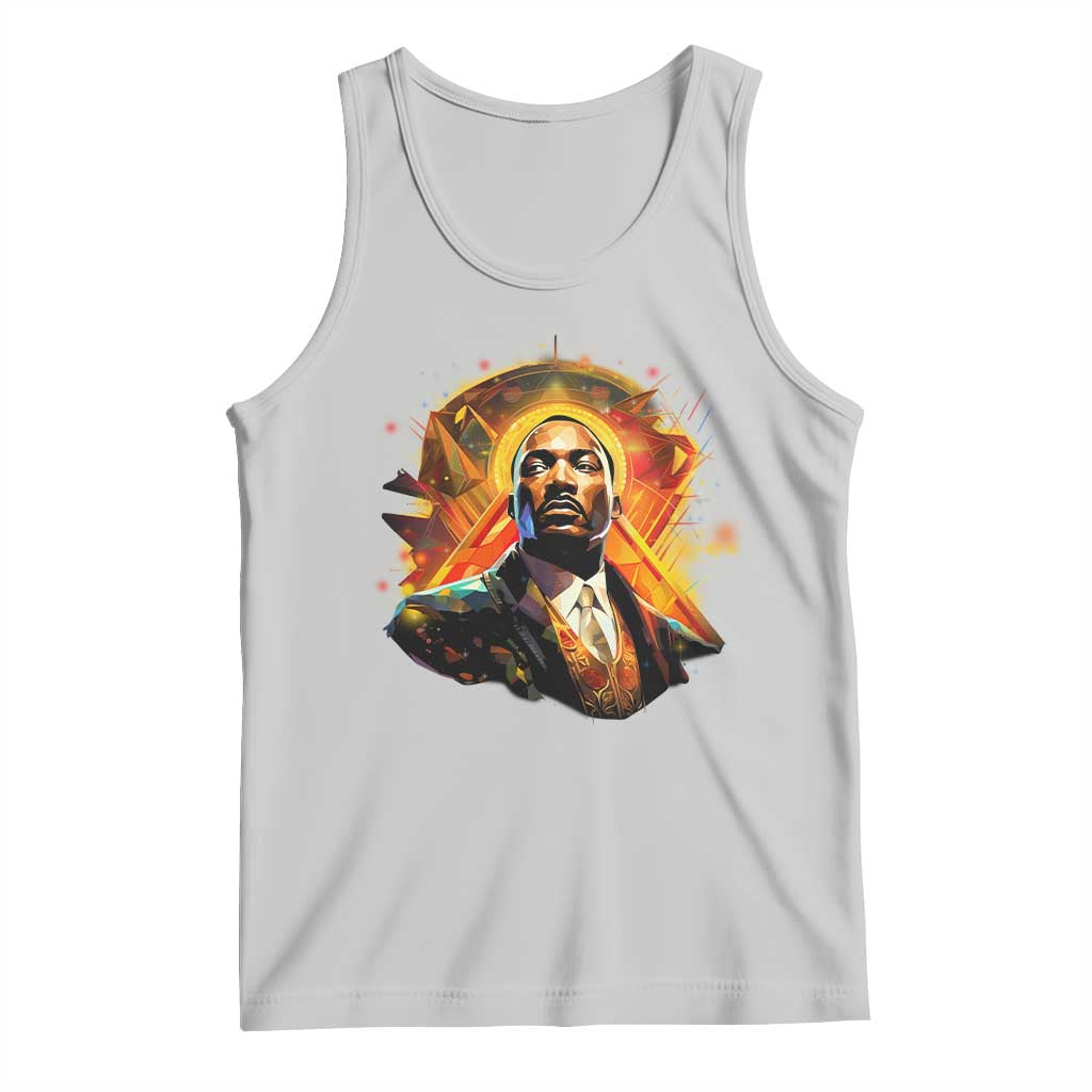 Light gray tank top with colorful portrait graphic