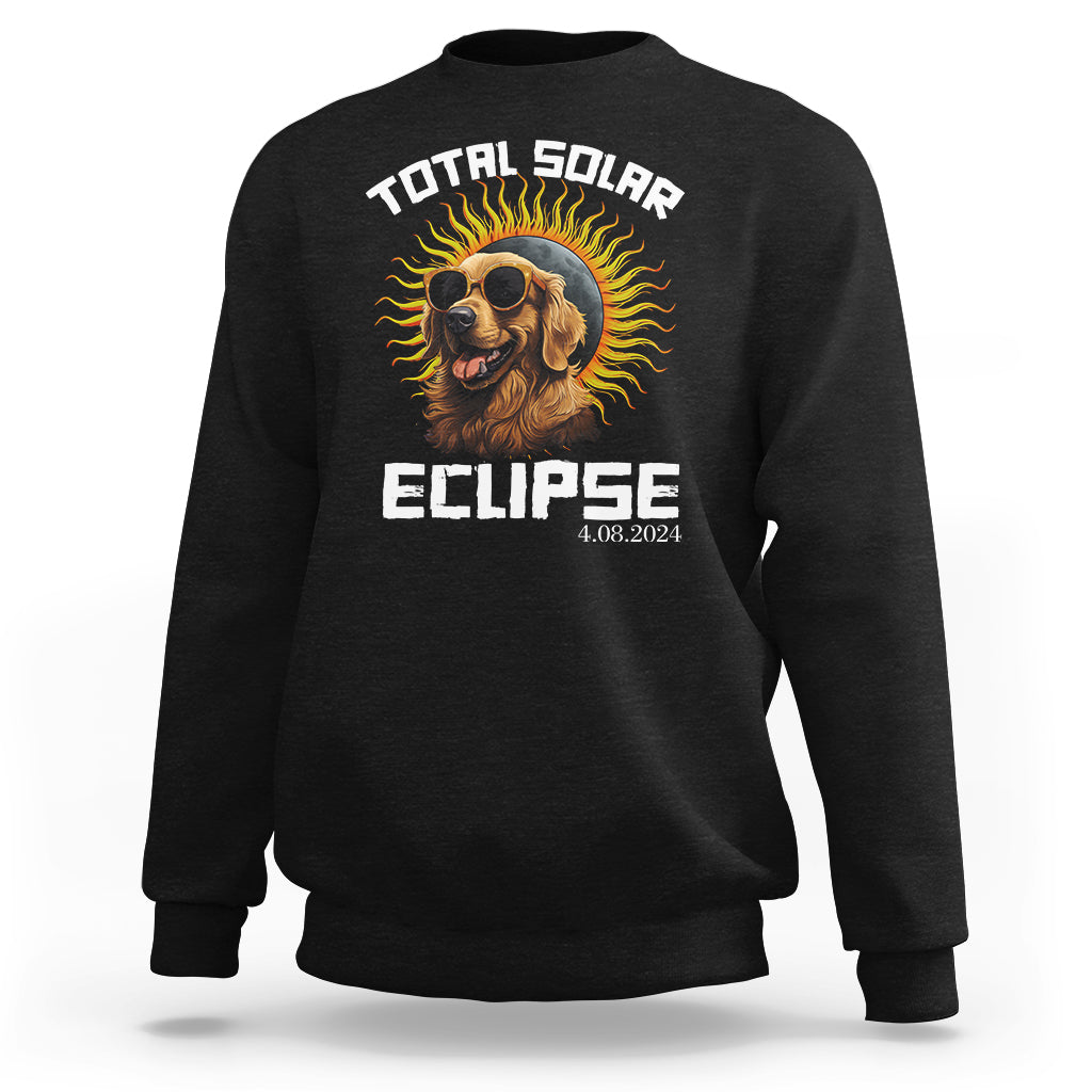 Black sweatshirt with golden retriever solar eclipse graphic and ELLIPSE text