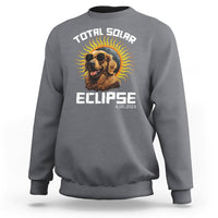 Charcoal sweatshirt with golden retriever solar eclipse graphic and ELLIPSE text