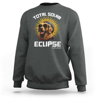 Dark heather sweatshirt with golden retriever solar eclipse graphic and ELLIPSE text
