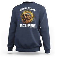 Navy sweatshirt with golden retriever solar eclipse graphic and ELLIPSE text