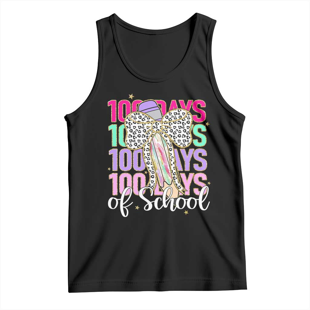 Retro Coquette 100 Days Of School Tank Top for Schoolgirls Teacher