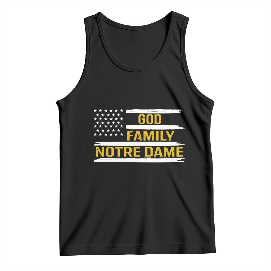 God Family Notre Dame Tank Top Indiana Fighting Irish Patriotic American Flag