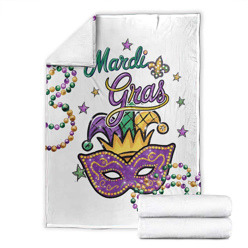 Mardi Gras Jester & Mask Welcome Throw Blanket Fat Tuesday Yard Decor