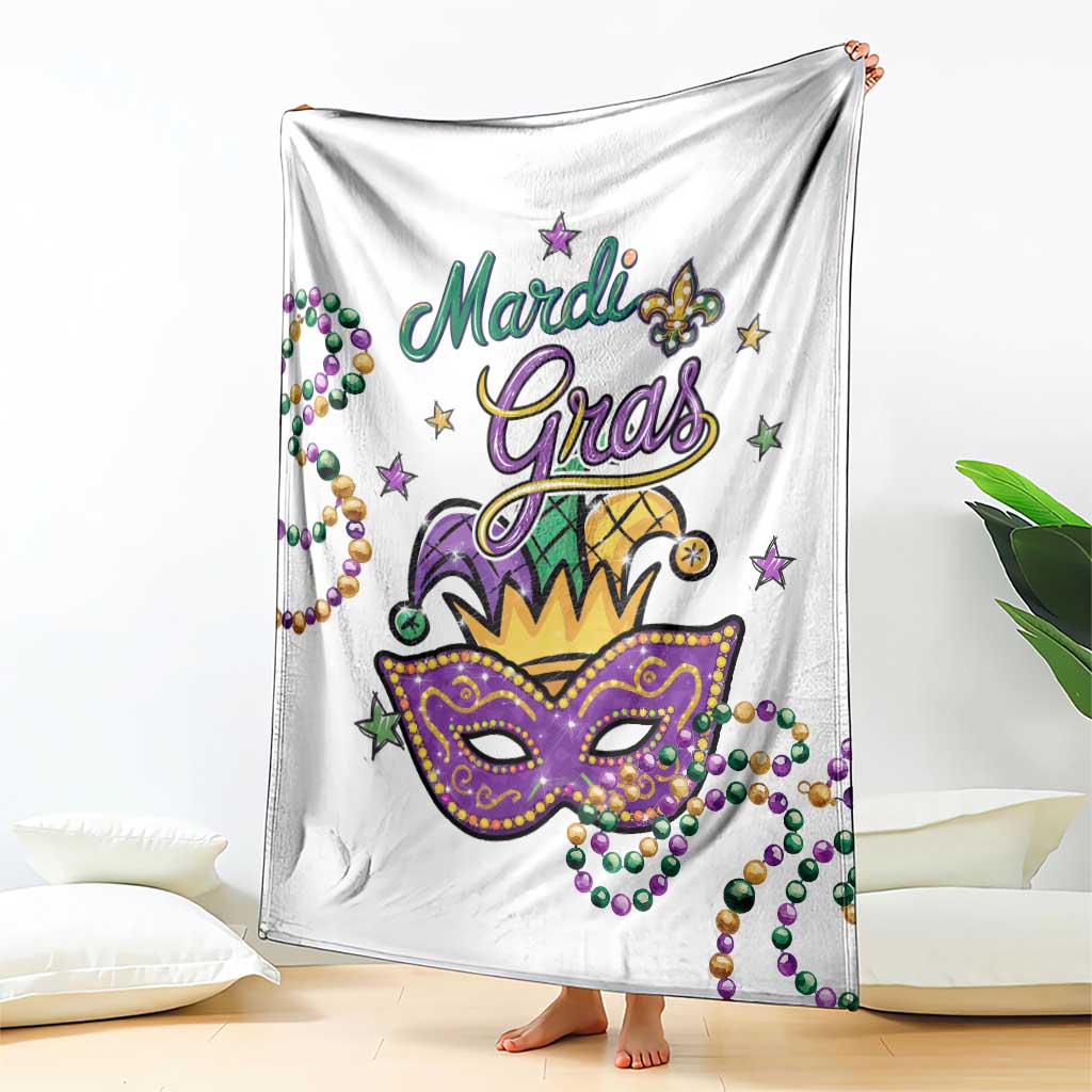 Mardi Gras Jester & Mask Welcome Throw Blanket Fat Tuesday Yard Decor