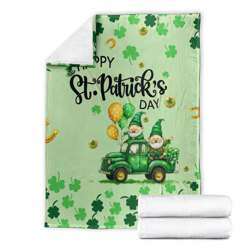 Happy St Patrick's Day Gnomes Welcome Throw Blanket Lucky Shamrock Gnomies Patio Decor