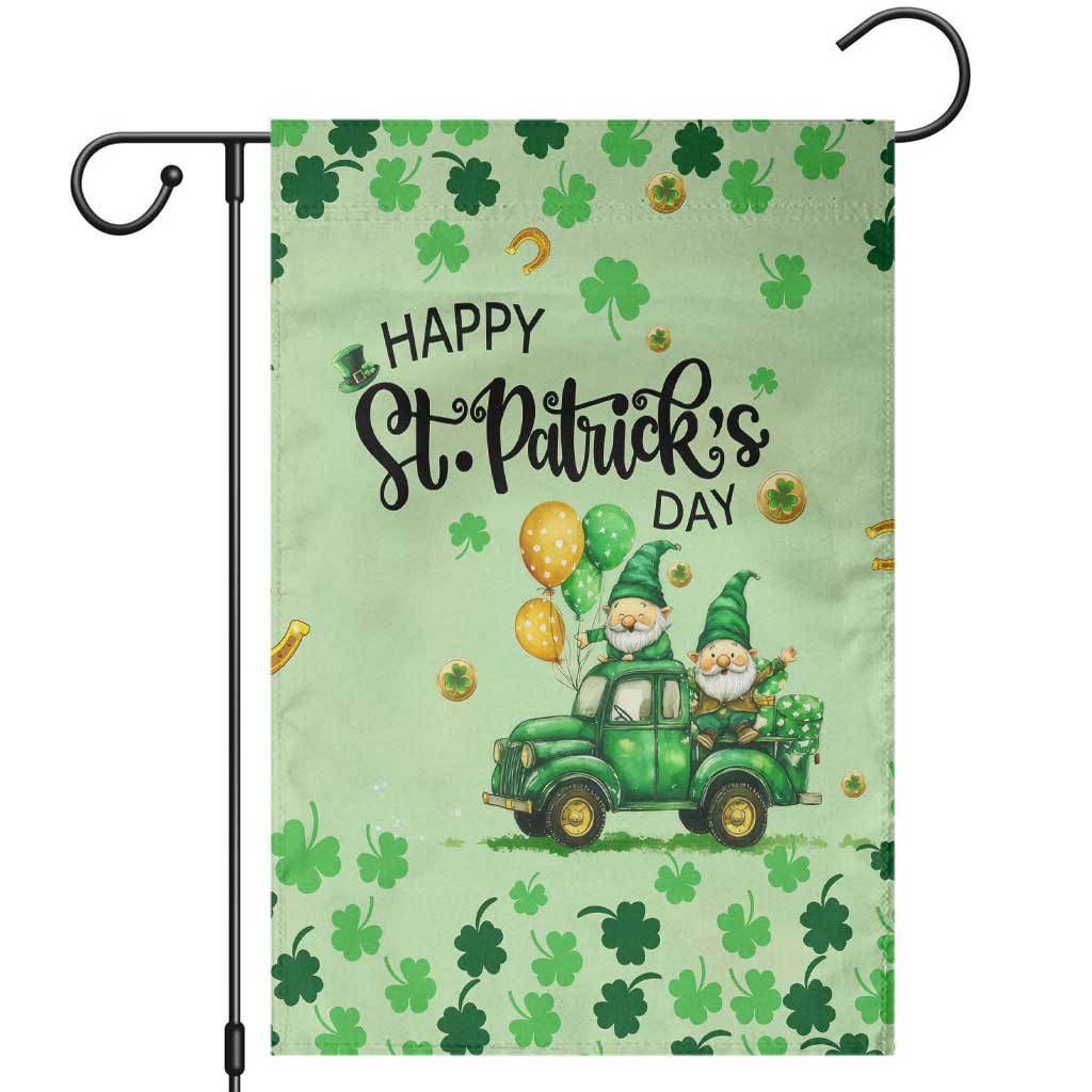 Happy St Patrick's Day Gnomes Welcome Garden Flag Lucky Shamrock Gnomies Patio Decor