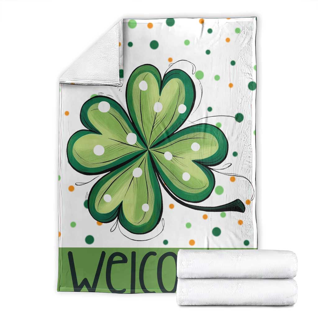 Lucky Shamrock Welcome Throw Blanket Green Dot Clover St. Patrick's Day Outdoor Decor