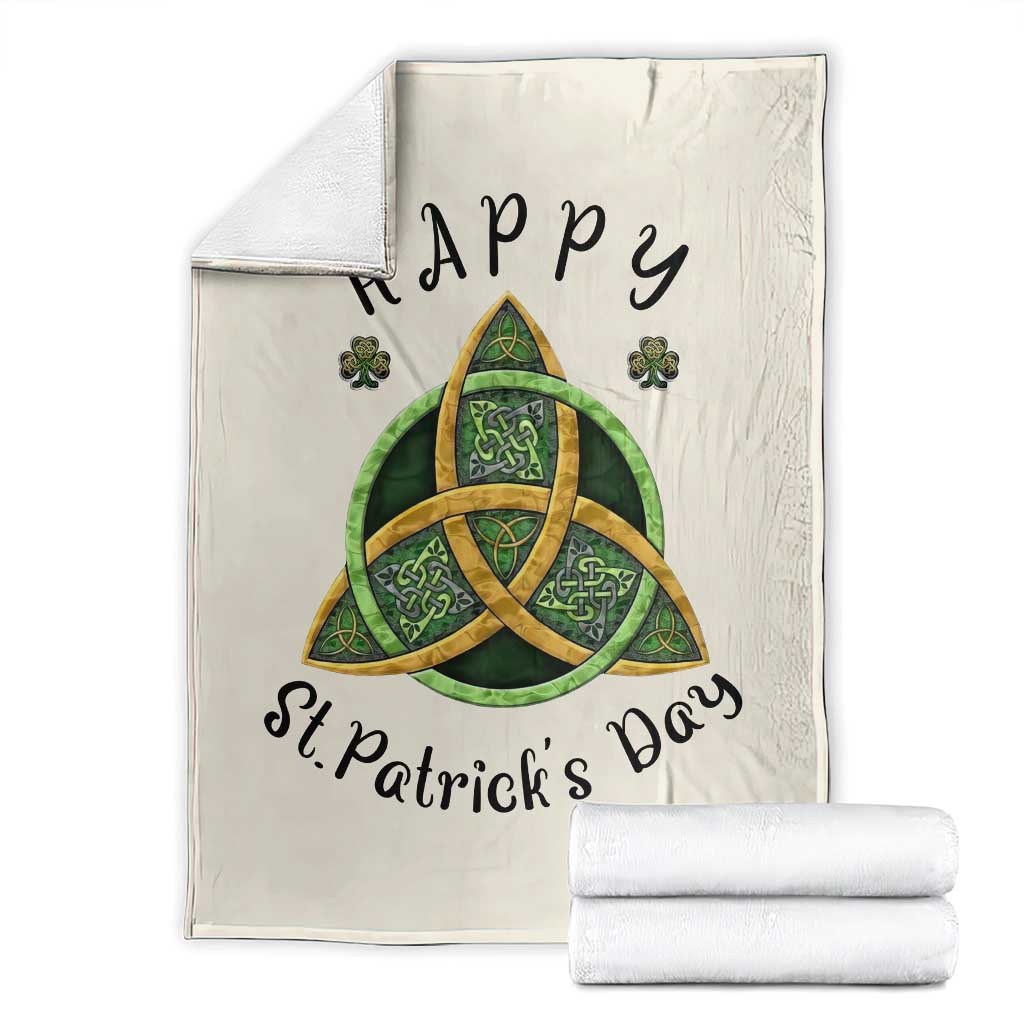 Celtic Knot Trinity Throw Blanket Happy St Patricks Day Lucky Shamrocks