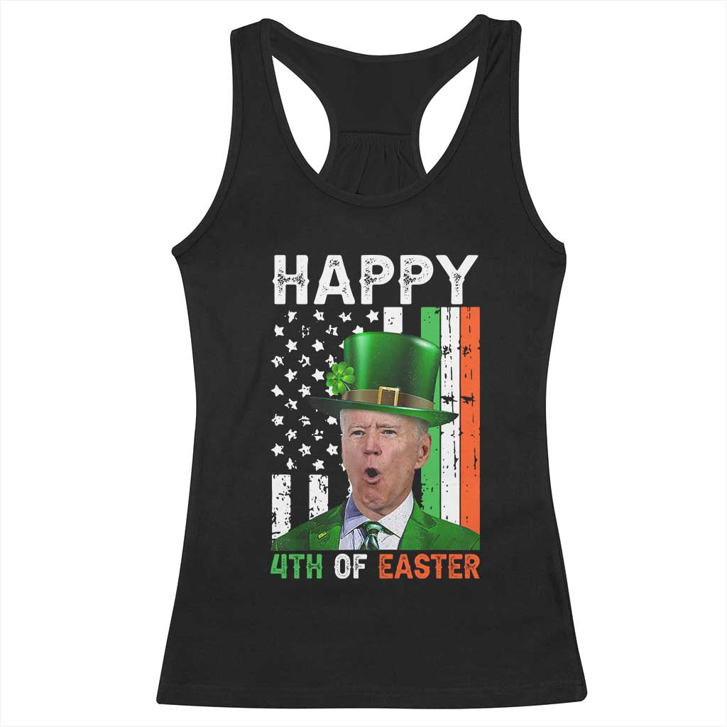 Funny Biden St Patricks Day Racerback Tank Top Happy 4th Of Easter American Irish Flag Shamrock