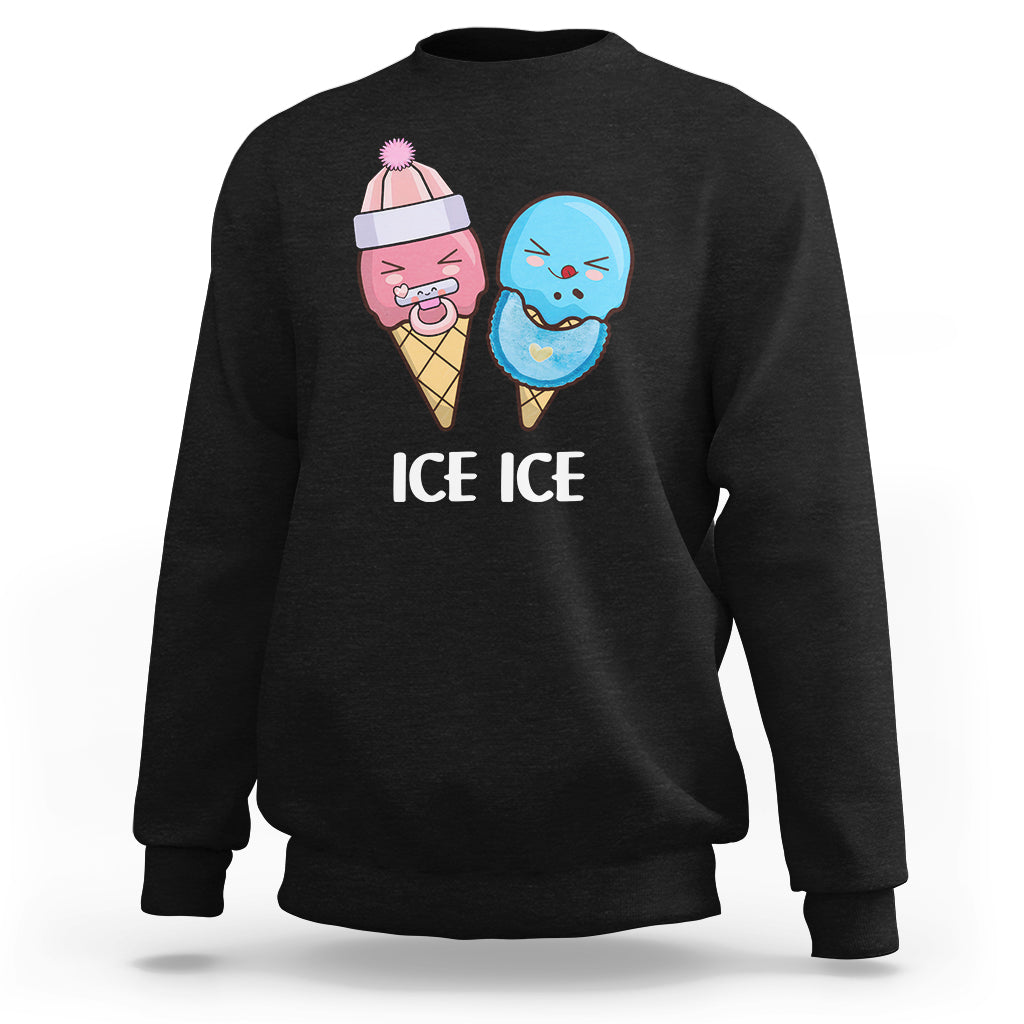 First Mother's Day sweatshirt in black with “ICE ICE” ice cream character graphic.