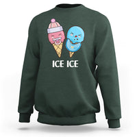 First Mother's Day sweatshirt in dark forest green with “ICE ICE” ice cream character graphic.