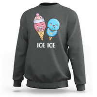 First Mother's Day sweatshirt in dark heather gray with “ICE ICE” ice cream character graphic.