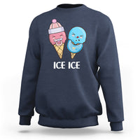 First Mother's Day sweatshirt in navy with “ICE ICE” ice cream character graphic.