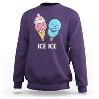 First Mother's Day sweatshirt in purple with “ICE ICE” ice cream character graphic.