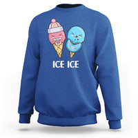 First Mother's Day sweatshirt in royal blue with “ICE ICE” ice cream character graphic.