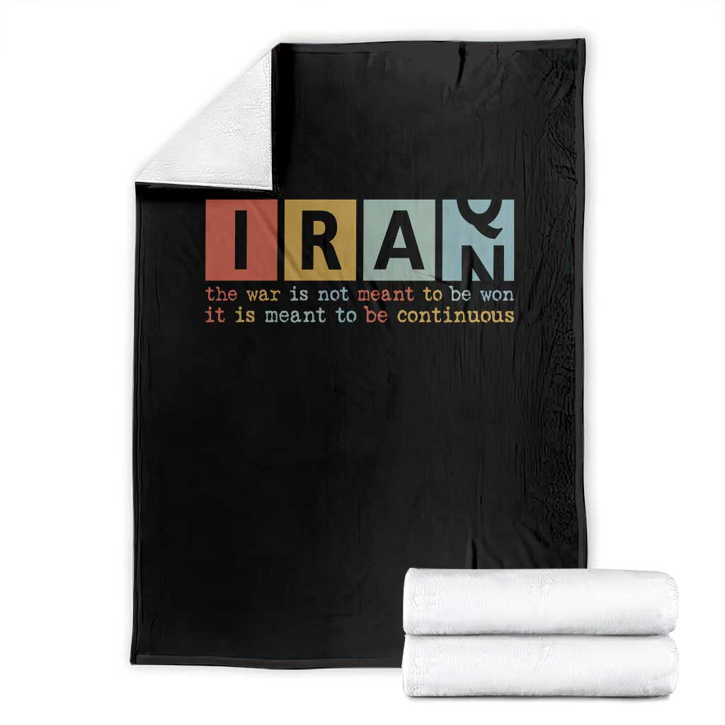 Iran The War Is Meant To Be Continuous Vintage Graphic Throw Blanket Orwell Quotes Geopolitical Satire