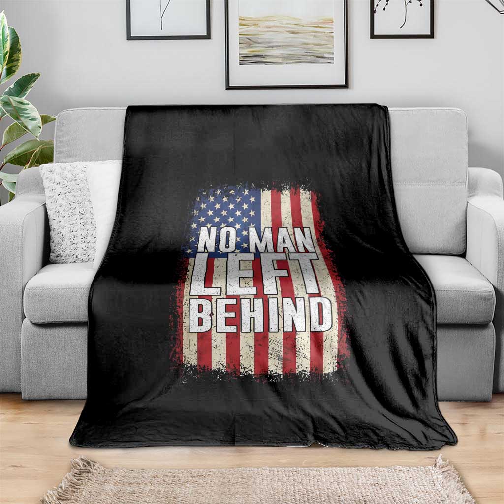 No Man Left Behind Patriotic Throw Blanket Distressed American Flag