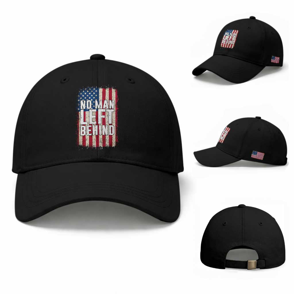 No Man Left Behind Patriotic Baseball Cap Distressed American Flag