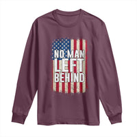 No Man Left Behind Patriotic Long Sleeve Shirt Distressed American Flag