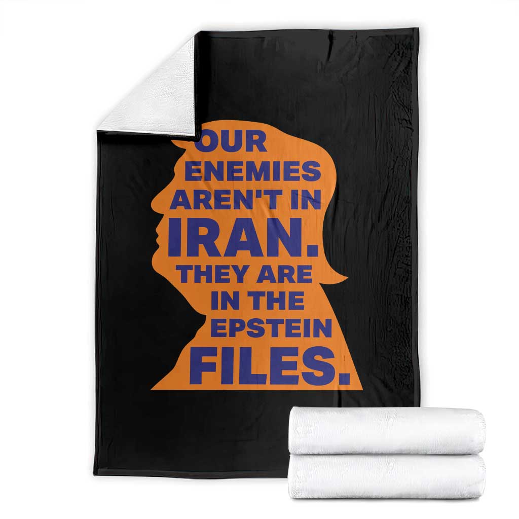 Our Enemies Aren't In Iran Throw Blanket Epstein Files Silhouette Political Satire