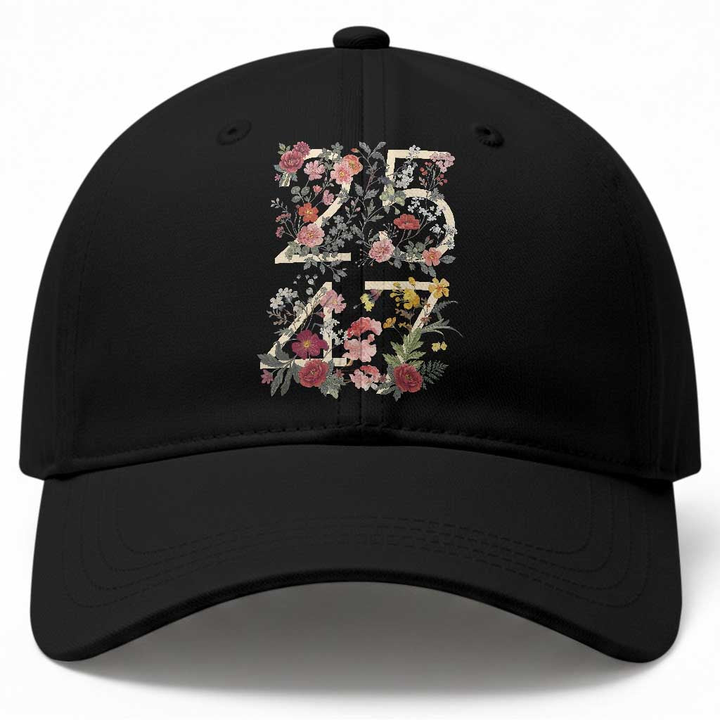2547 Wildflower Floral Graphic Baseball Cap Subtle Coded 25th Amendment Political Satire Aesthetic