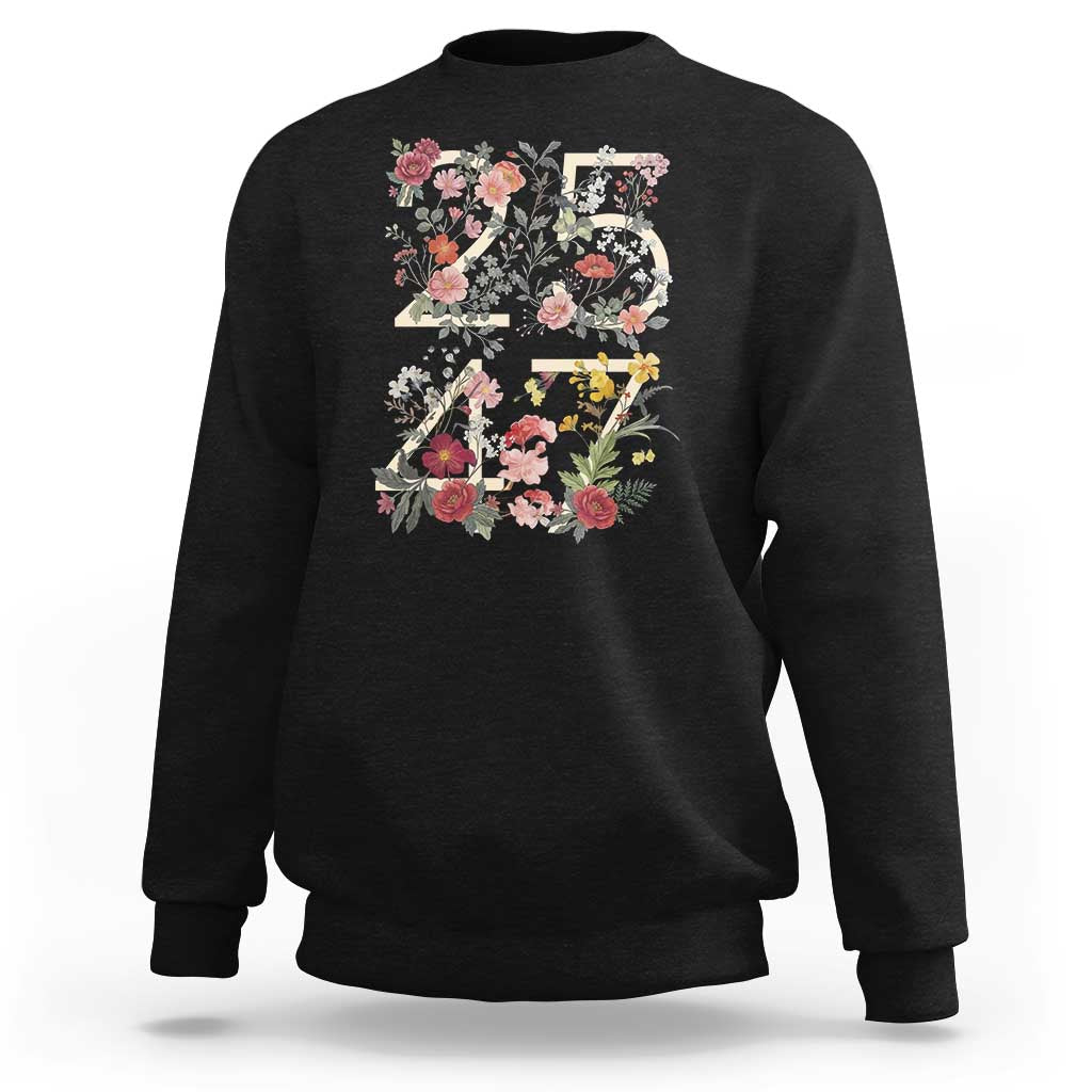 2547 Wildflower Floral Graphic Sweatshirt Subtle Coded 25th Amendment Political Satire Aesthetic