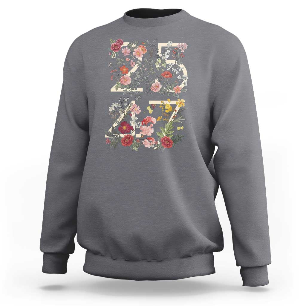 2547 Wildflower Floral Graphic Sweatshirt Subtle Coded 25th Amendment Political Satire Aesthetic