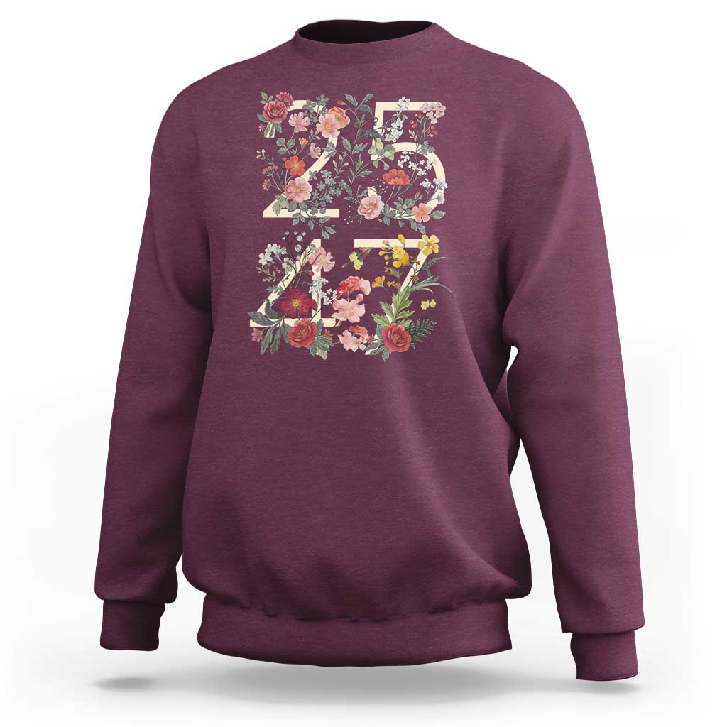 2547 Wildflower Floral Graphic Sweatshirt Subtle Coded 25th Amendment Political Satire Aesthetic