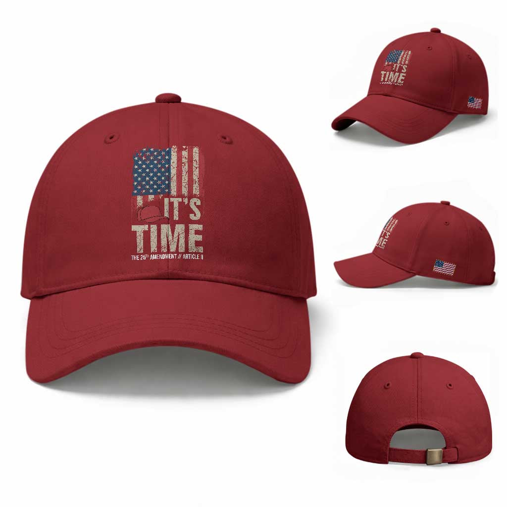 It's Time The 25th Amendment Baseball Cap Article II Red Hat Distressed American Flag Graphic